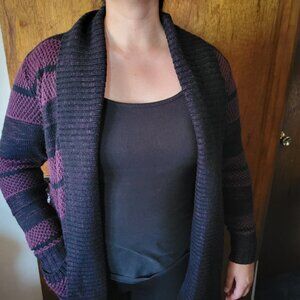 Purple and black striped cardigan